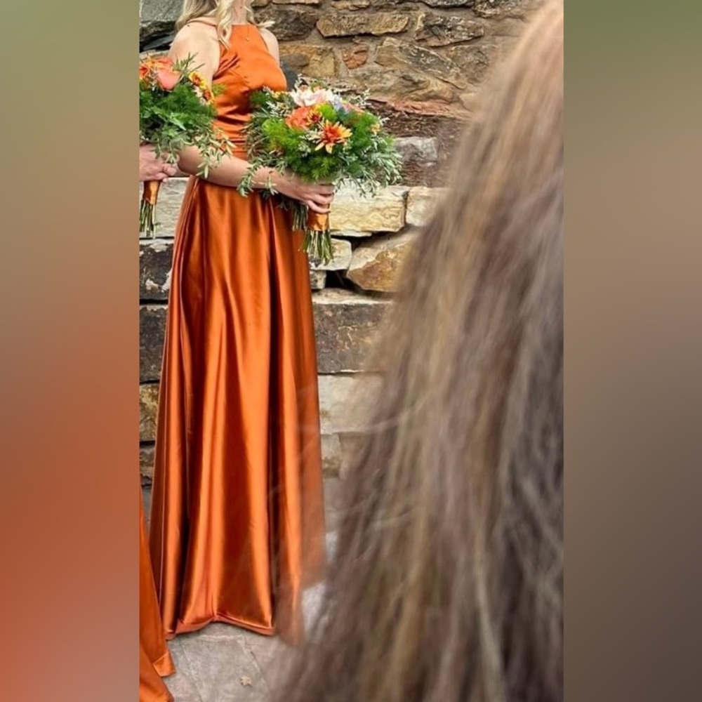 Elegant Orange Satin Dress